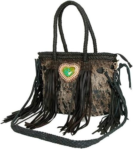 Western Pattern Cowhide Fur Tote Bag Stylish Leather Purse Hair On Hide Carving Hand Tooled Bags For Women's Multi Use