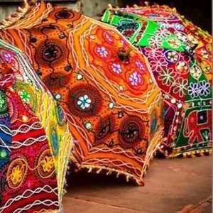 Handcrafted rajasthani umbrella  Printed Garden Umbrella For Garden Decoration For Wedding Garden Decor Cotton Big Umbrella