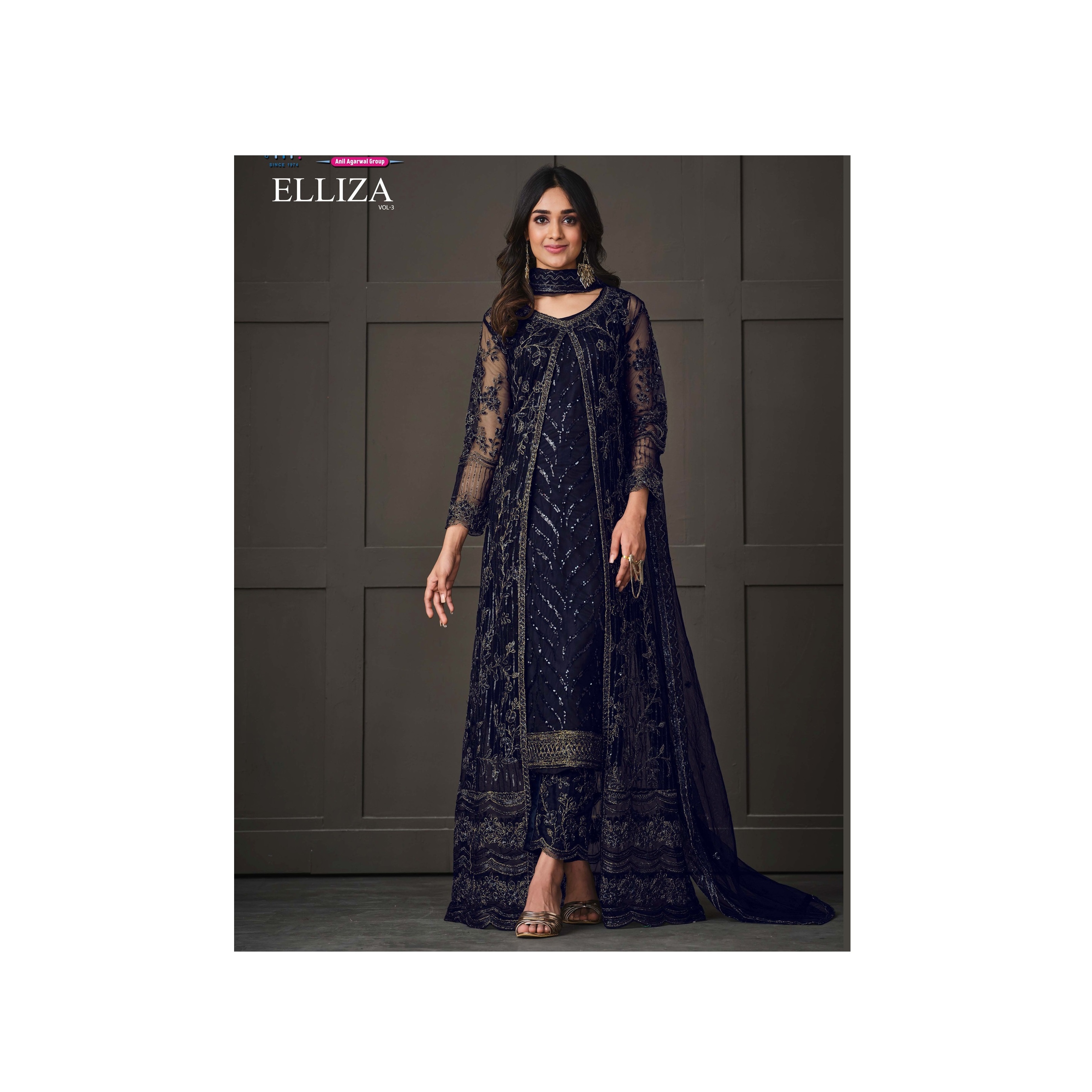 Indian and Pakistani Style Net With Embroidery Work Salwar Kameez Suit for Women Heavy Muslim Style Dress in Cheap Price For EID