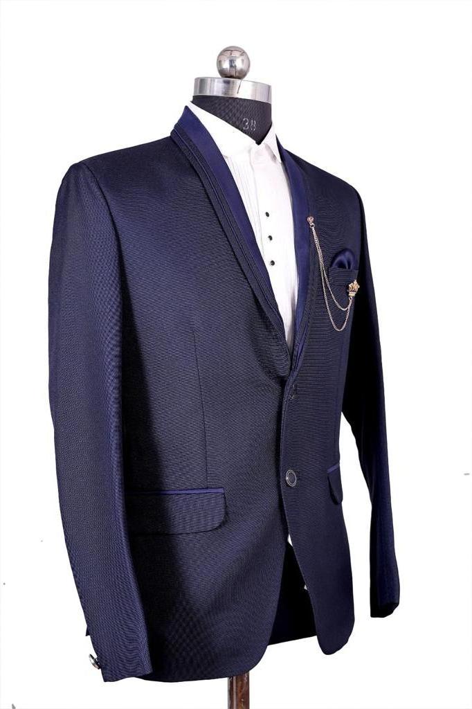 2023 OEM Men's Slim Fit 2 Piece Suit, One Button Solid Jacket Pants Set with Tie men's suits navy blue stripes