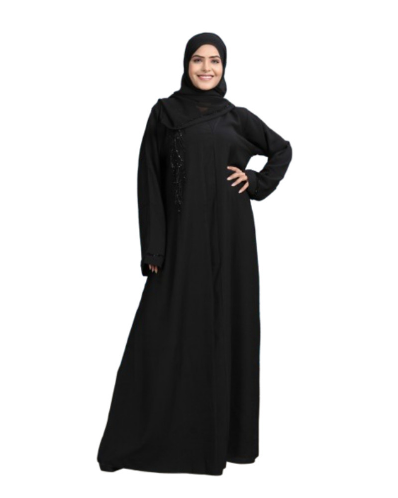 Ready to ship ladies beaded muslim abaya with belt cheap plain plus size women's hijab abayas muslim