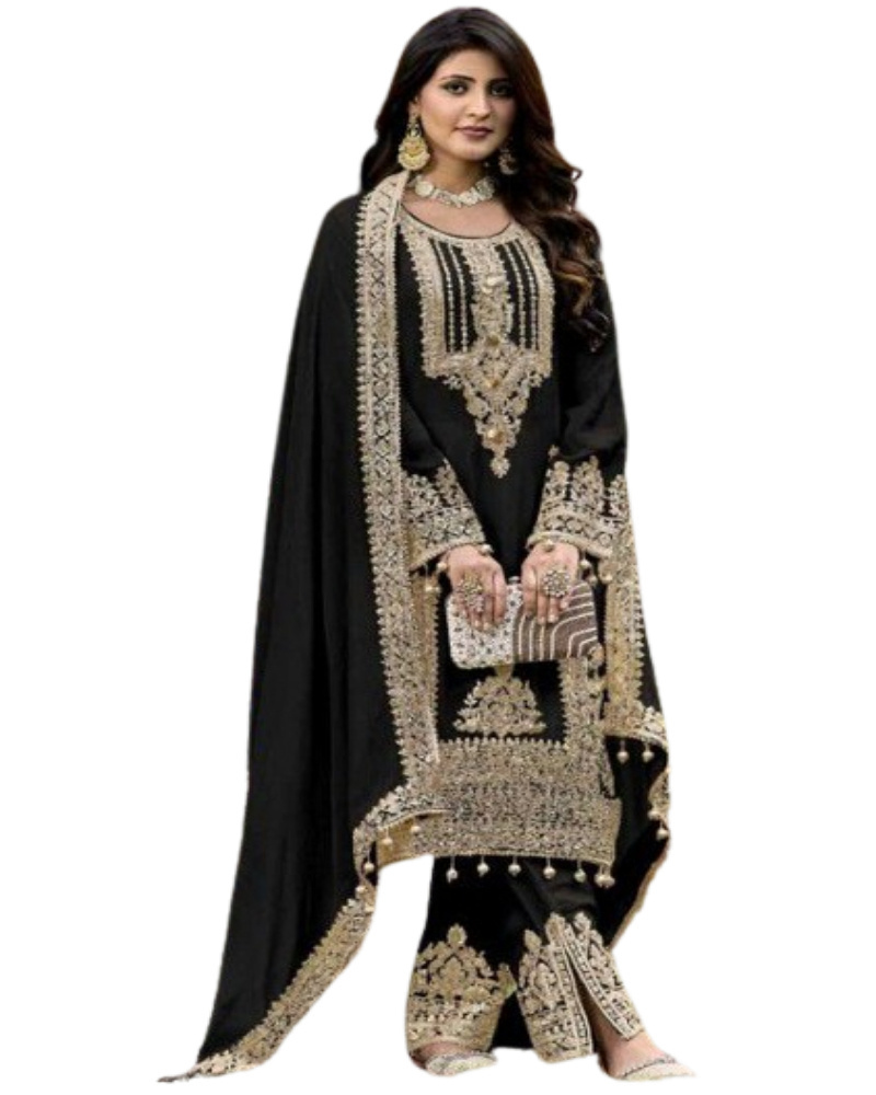 Designer Party Wear Look Top-Dupatta and Fully Bottom Heavy Viscose Velvet Designer Salwar Kameez