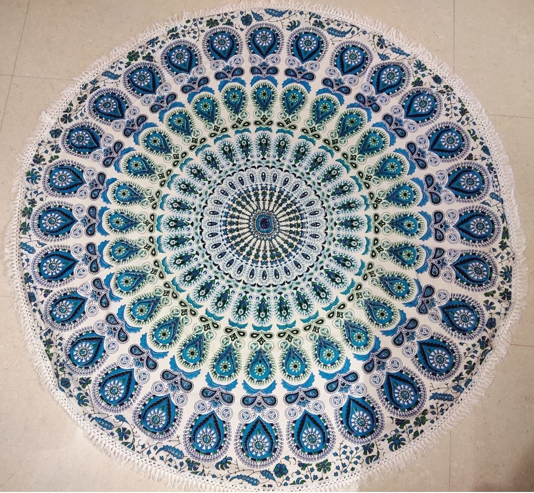 Tapestry Mandala Round Table Runner Traditional Cotton Table Mat And Cover For Wedding Floral design Beach Throw Yoga Mat