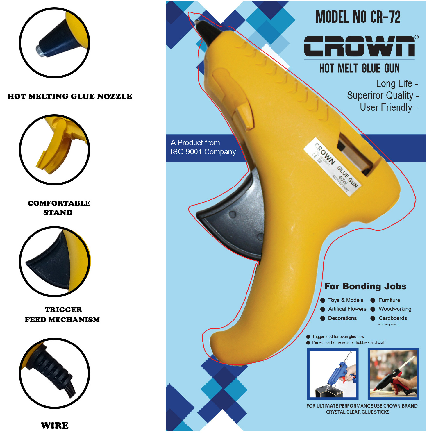 Hot melt glue gun Crown CR 72 at Best Price in India