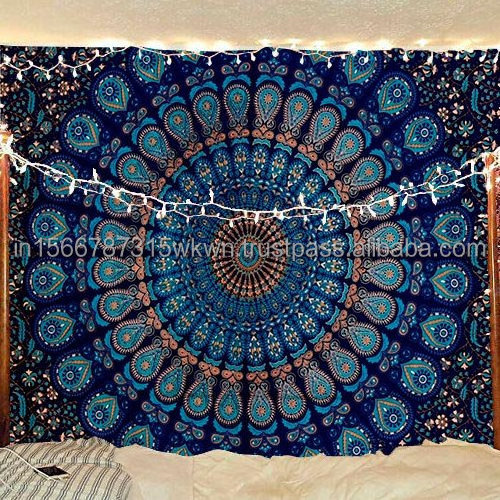 New Arrival Bohemian Mandala 100% Cotton Window Curtains Drapes Door Panels Peach Curtain Panels Living Room Home Decor Textiles