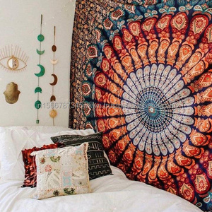 New Arrival Bohemian Mandala 100% Cotton Window Curtains Drapes Door Panels Peach Curtain Panels Living Room Home Decor Textiles