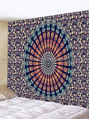 New Arrival Bohemian Mandala 100% Cotton Window Curtains Drapes Door Panels Peach Curtain Panels Living Room Home Decor Textiles