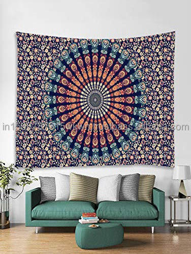 New Arrival Bohemian Mandala 100% Cotton Window Curtains Drapes Door Panels Peach Curtain Panels Living Room Home Decor Textiles