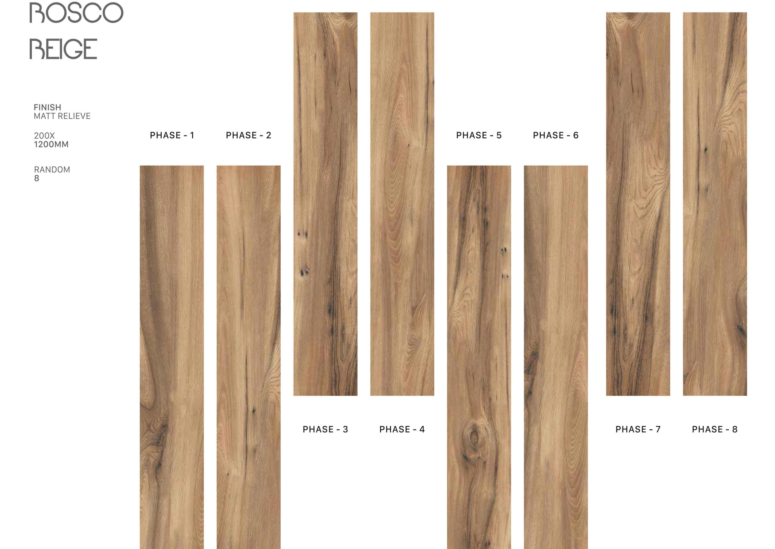 Wholesale Supply Bosco Beige 200x1200mm Wooden Porcelain Tiles with Matt Relieve Finished Available for Sale from India