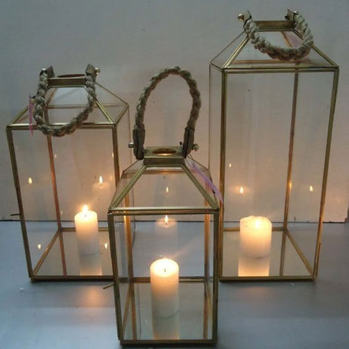 Highest Quality Wedding Decor Glass Silver Gold Candle Holder Stainless Steel Cheap Decorative Hanging Candle Mini Lanterns