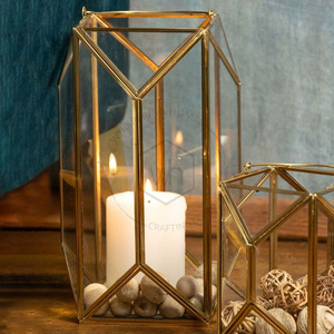 Classic Design Decor Glass Silver Gold Candle Holder Stainless Steel Cheap Decorative Hanging Candle Mini Lanterns