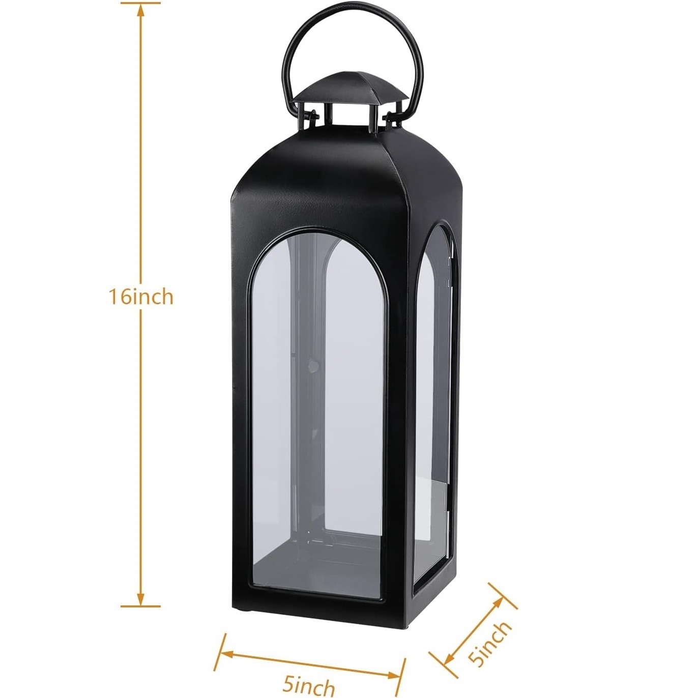 Luxury Modern Lanterns Decorative Tall  Black Metal Lanterns with Clear Glass Panels for Front Porch