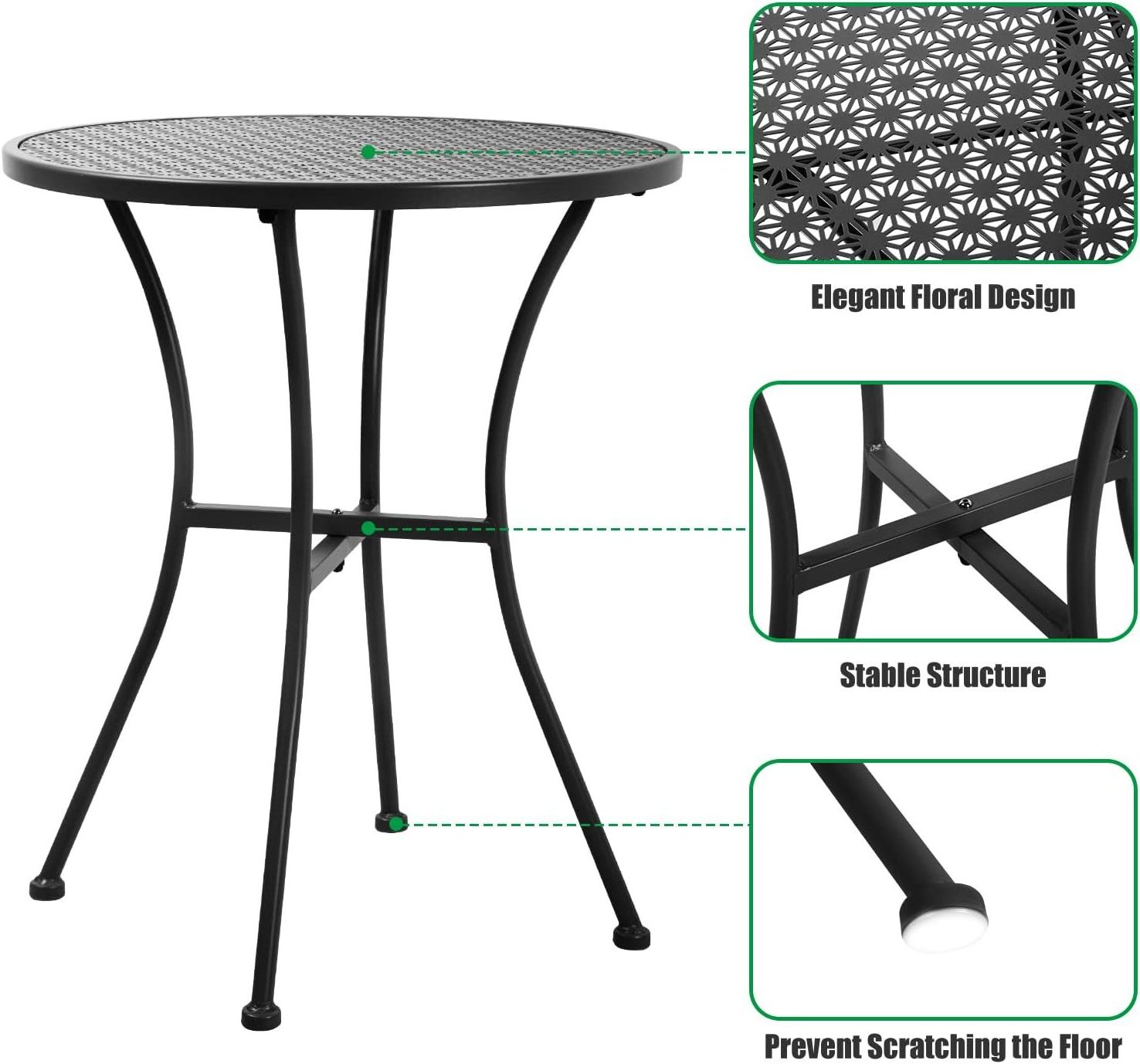 Steel Metal Round Table for Outdoor Patio Coffee Table Black  luxury design