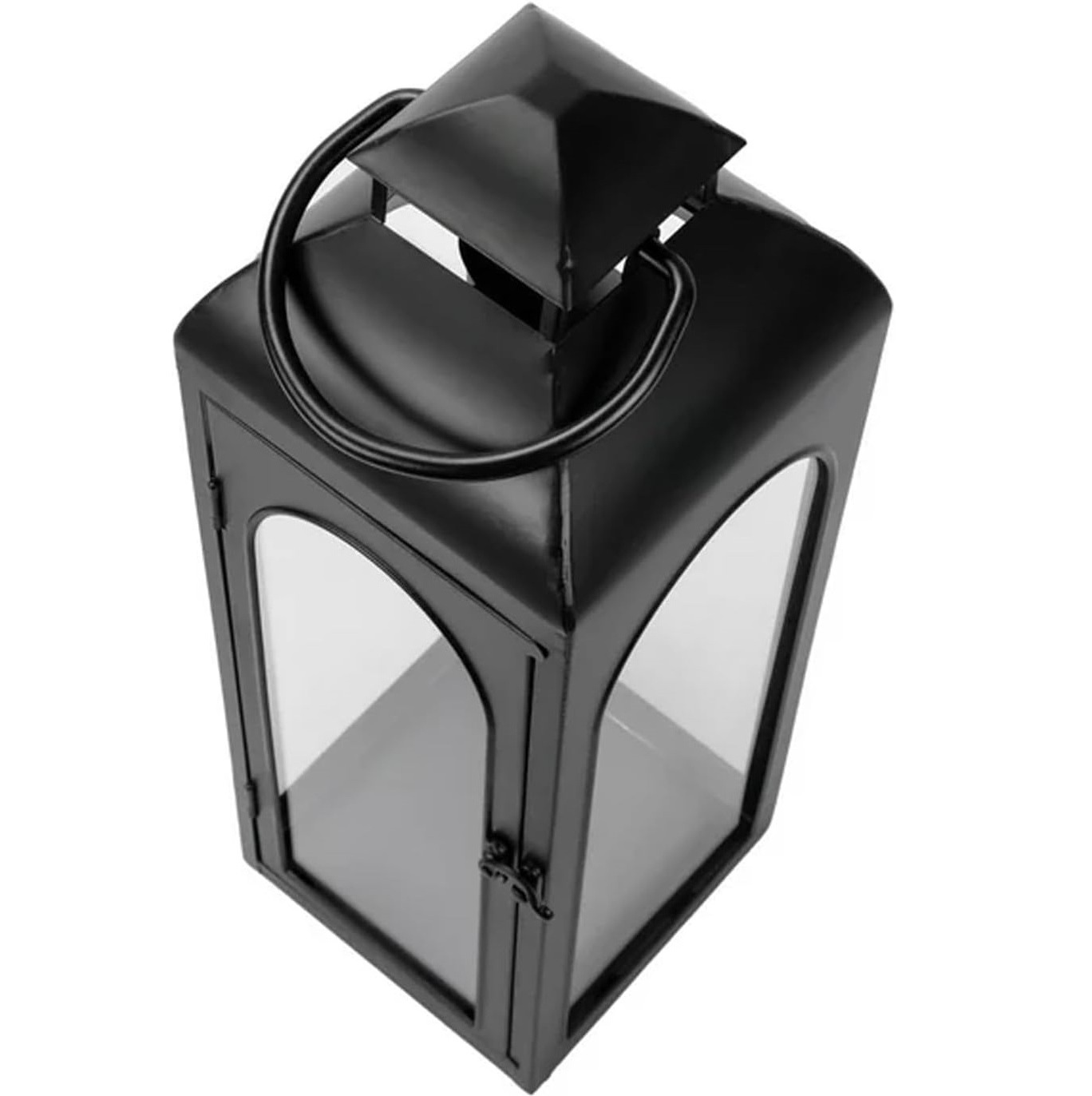 Luxury Modern Lanterns Decorative Tall  Black Metal Lanterns with Clear Glass Panels for Front Porch