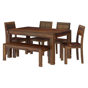 Rectangle Dining Table with 4 Chairs And 1  Bench In Mango Wood With Sheesham Finishes For Living Room Home Restaurant