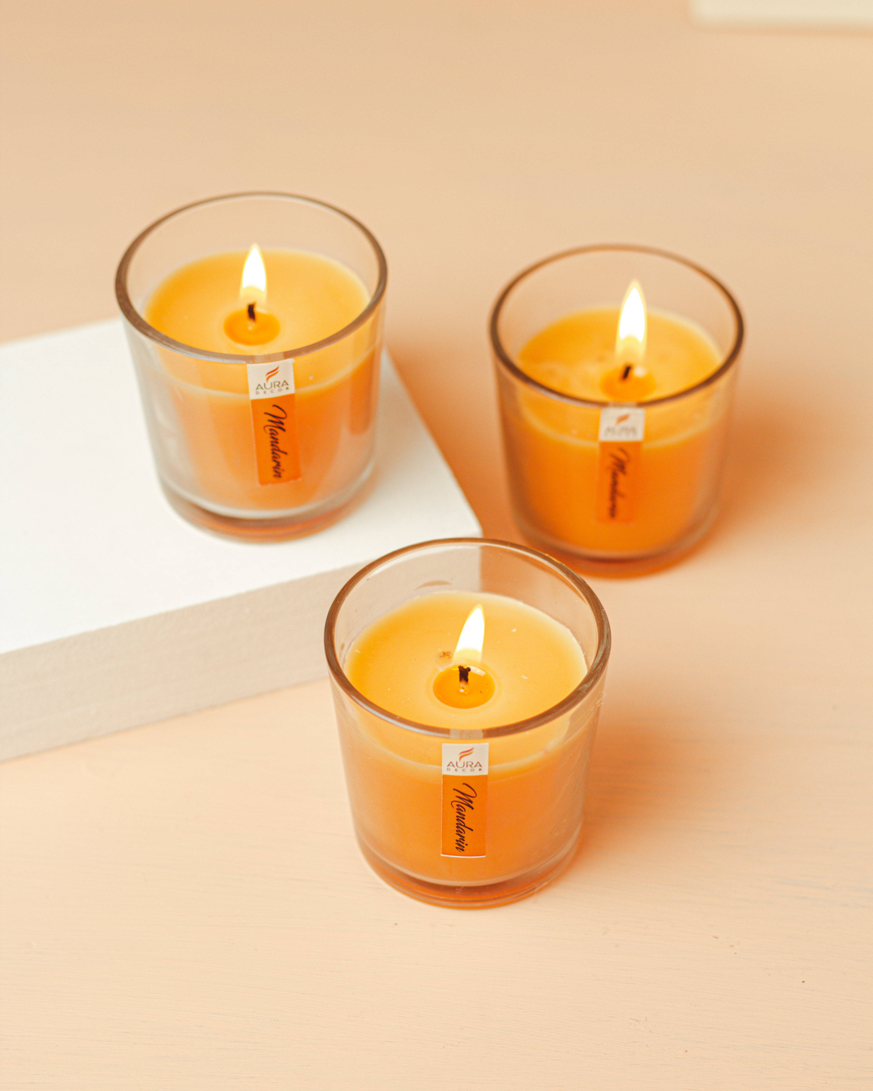 Set of 3 Glass Votive Candle Comes in Assorted Fragrance & Assorted Colours