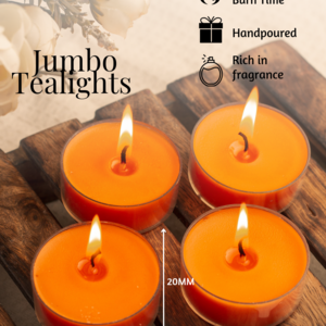 AuraDecor Scented Soy Wax Acrylic Jumbo Tealight Candle Set of 4 Comes in Eight Premium Fragrances