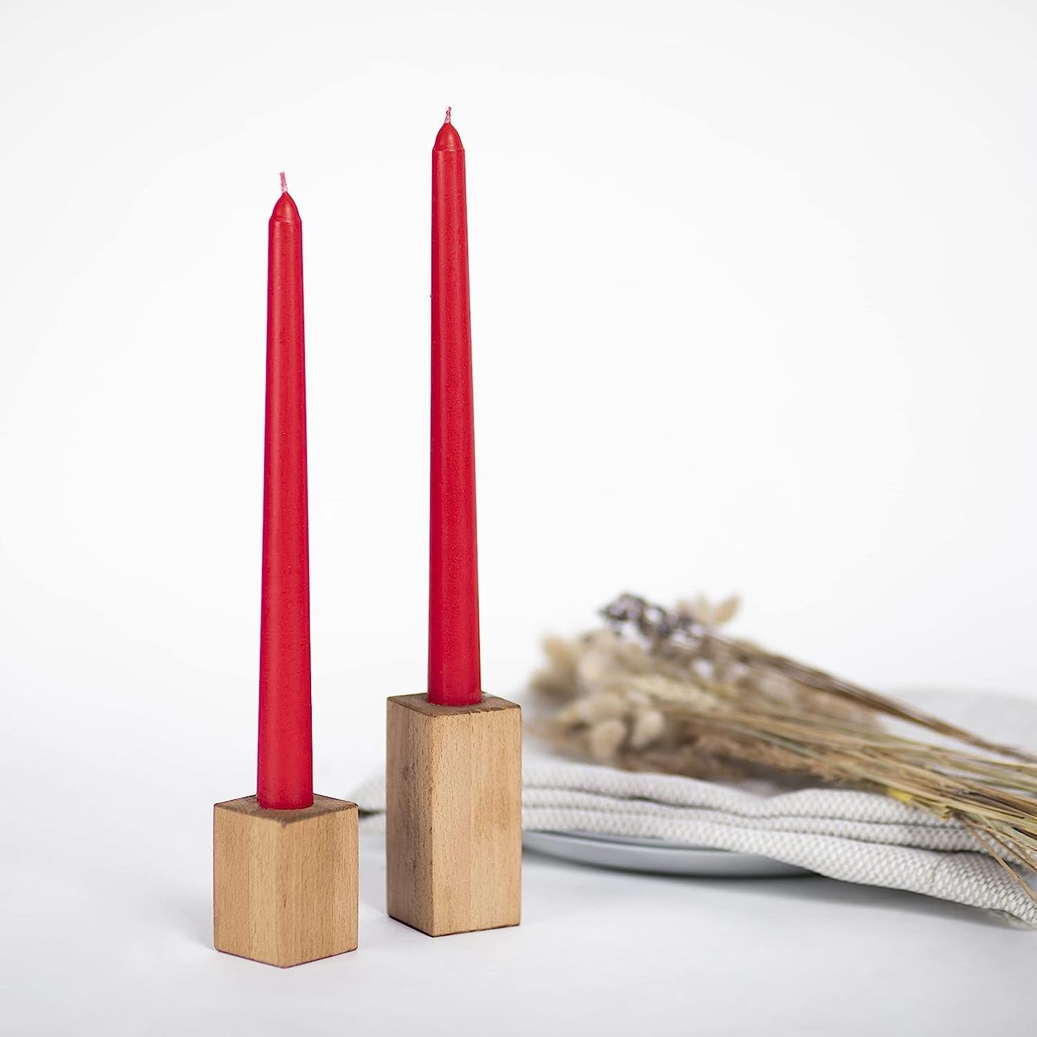 AuraDecor Taper candle with Burning time 8 hour each Smokeless  Scentless