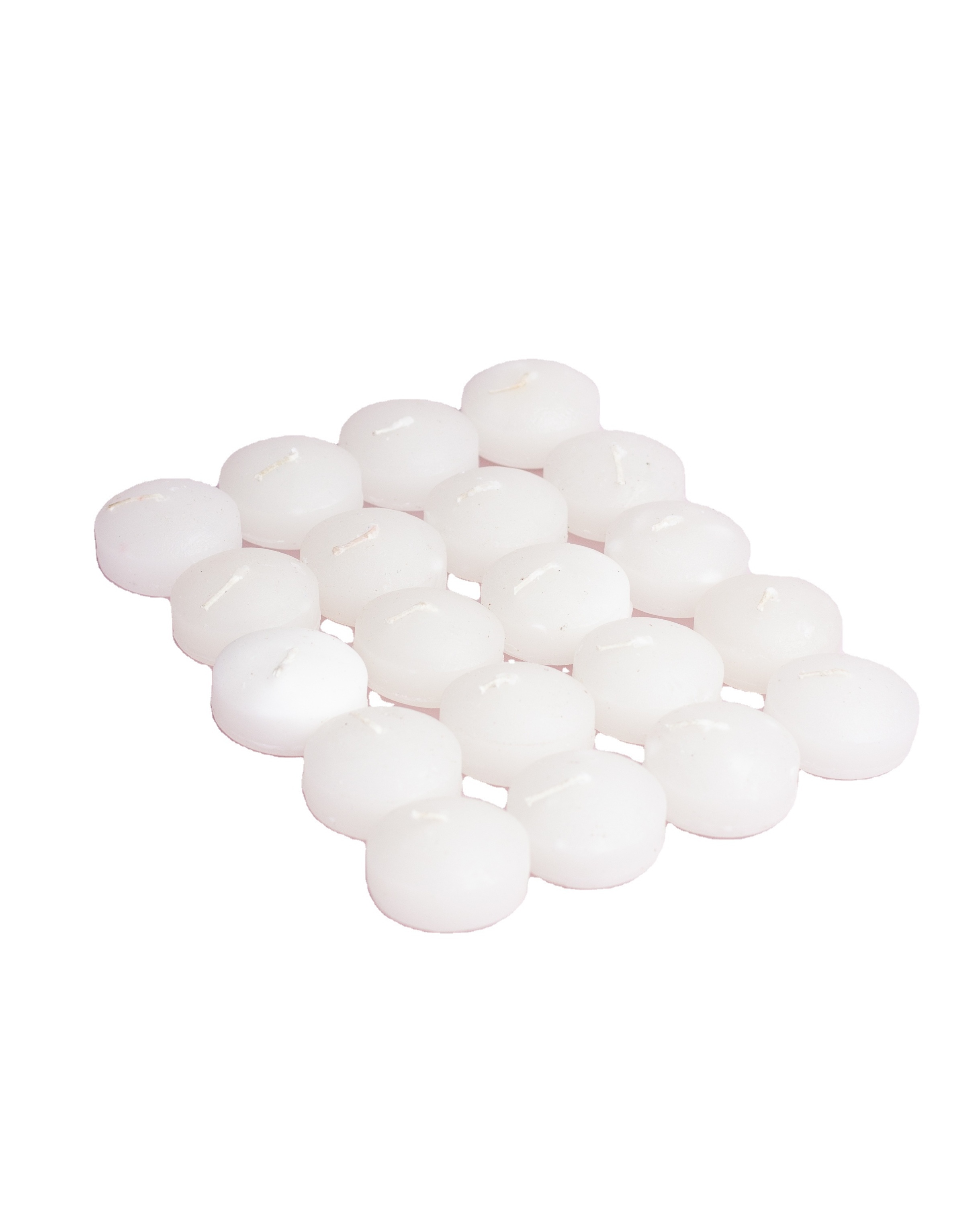 Pack of Nuggets Floating Candle White ( Multiple Pack of 20 ) Burning time 4 hours each  unscented size approx 3 cm * 2cm