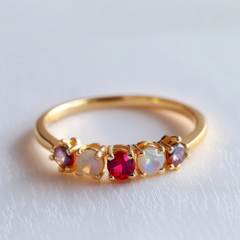 New Arrival Cluster Garnet Amethyst opal  18k solid gold ring engagement yellow gold rings for women jewelry supplier Wholesale