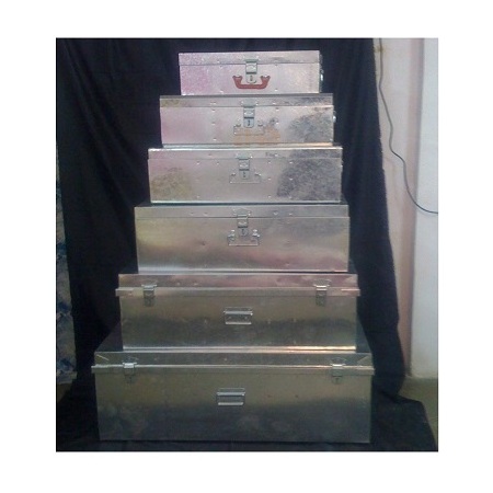 Set Of 6 Galvanized Storage Trunk Boxes With Superior Quality Decorative Storage Boxes