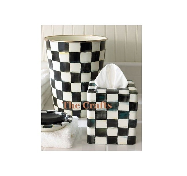 Classic Design White And Black Garbage Bin Premium Quality Aluminium Waste Bin With Tissue Box For Best Selling