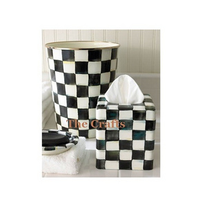 Classic Design White And Black Garbage Bin Premium Quality Aluminium Waste Bin With Tissue Box For Best Selling