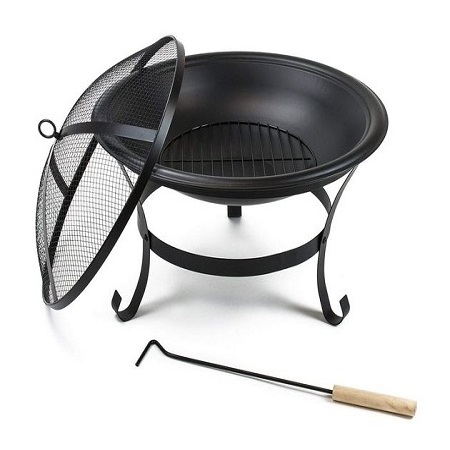 Premium Quality Iron Fire Pits With Wire Mesh Cover And Poker For Outdoor And Indoor Garden Fire Pit