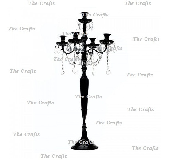 Exclusive Quality Metal Black Color Candelabra With Crystal Chines Fantastic Design Wedding Event Decor Candelabra