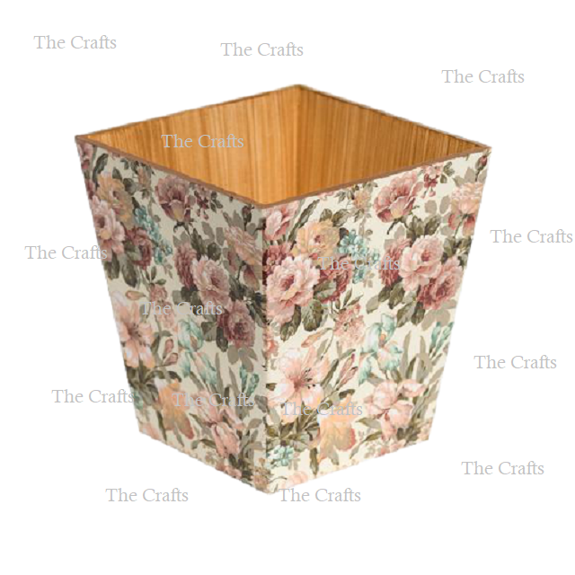 Wooden And Mother Of Pearl Work Waste Bin With Napkin Holder Square Shape Garbage Bin Dust Bin In Bulk