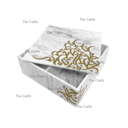 Marvelous Design Marble Sweet Box With Calligraphy Work Finest Quality Restaurant Tableware Decorative Sweets Box