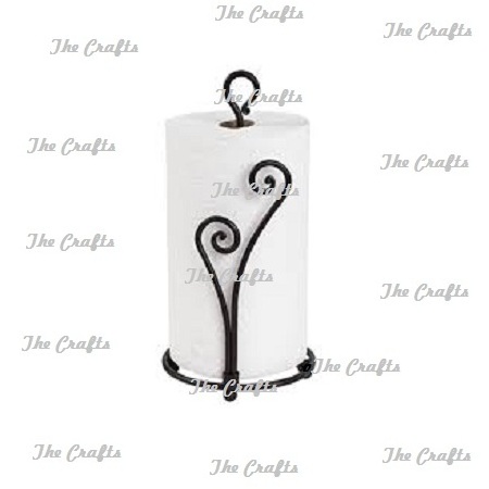 Extremely Good Design Metal Black Color Towel And Tissue Holder With Wooden Base At Affordable Price