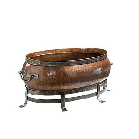 Copper Fire Pit With Iron Stand Best Quality Large Size Customized Shape Fire Pits For Wood Burning Fire Pit