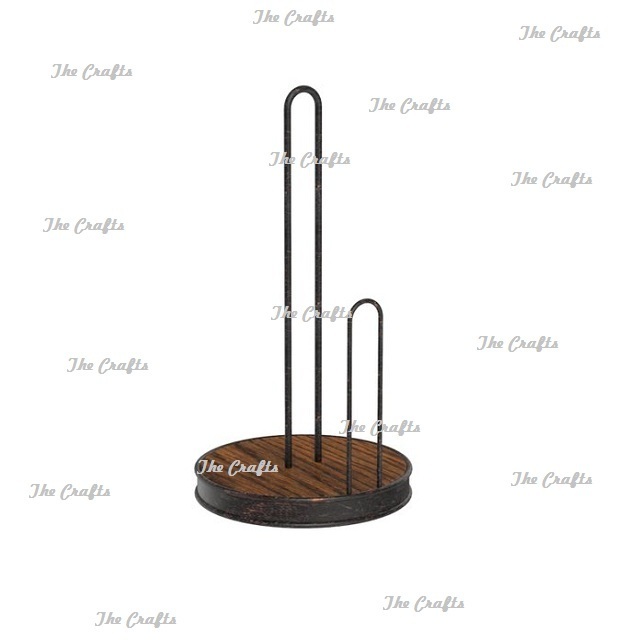 Extremely Good Design Metal Black Color Towel And Tissue Holder With Wooden Base At Affordable Price