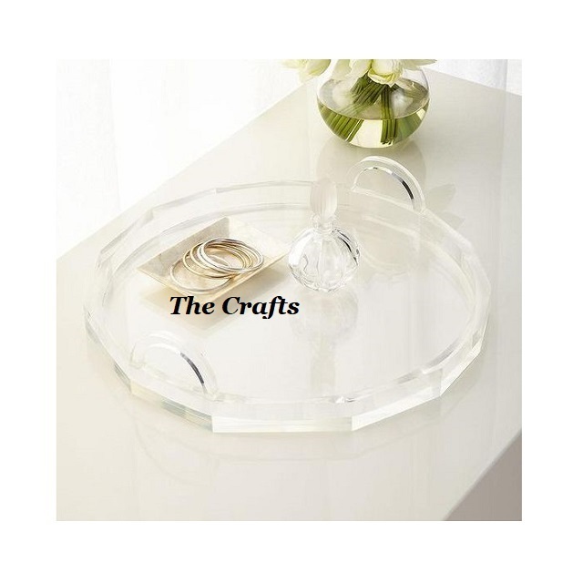 Round Shape Acrylic Chocolate Serving Tray Latest Design Dry Fruits Serving Tray For Wedding Party Use