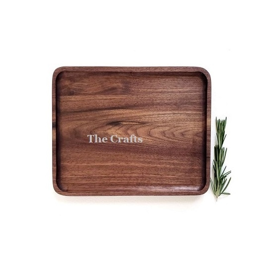 Standard Design Wooden Serving Tray With High Quality Square Shape Restaurant Serving Tray For Kitchen Use