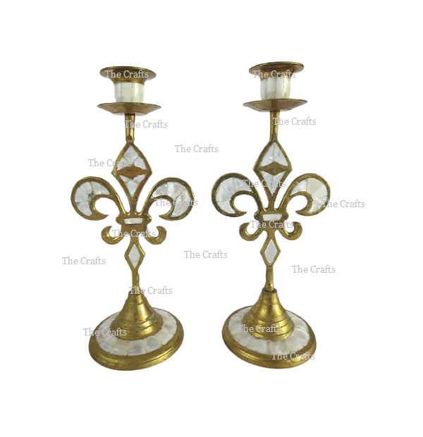 Unique Design Candle Holder In Brass And Mother Of Pearl Home Decoration Candle Holder Stand For Lighting