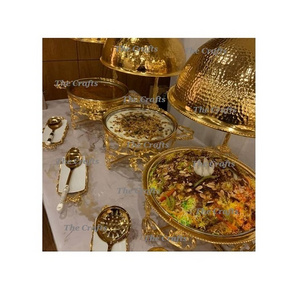 Marvelous Design Brass Gold Color Hammered Chafing Dish For Home Hotel And Restaurant Use Serving Dish