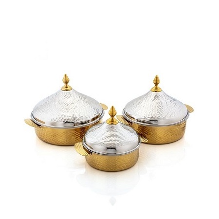 Three Different Sizes Casserole Dish Hot Pot In Copper And Steel Home Kitchenware Serving Food Hot Pot