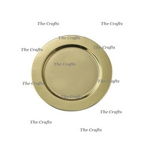 Charger Plate Stainless Steel Gold Color Hammered Under Charger Plate Show Plate For Dinner Table Top Accessories