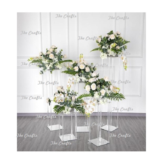 Floral Design Metal Crystal Centerpiece For Wedding Backdrop Flower Vase Candle Holder Table Centerpiece