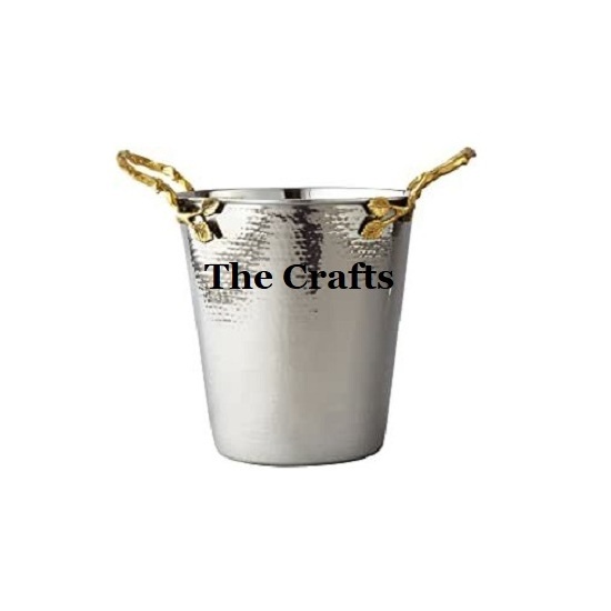 Aluminium Ice Bucket With Lid And Designer Knob New Design Round Shape Ice Bucket With Spoon For Best Selling