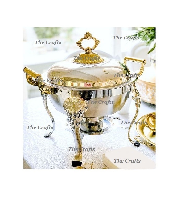 Floral Design Brass & Steel Hammered Chafing Dish With Oval Shape Catering Decorative Serving Chafing Dish