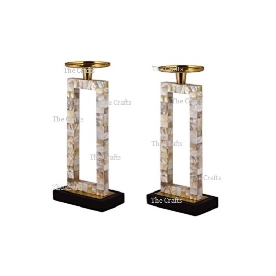 Unique Design Candle Holder In Brass And Mother Of Pearl Home Decoration Candle Holder Stand For Lighting