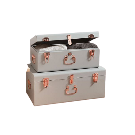 Set Of 6 Galvanized Storage Trunk Boxes With Superior Quality Decorative Storage Boxes