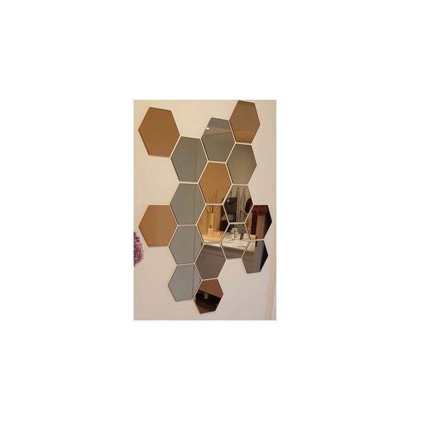 Hexagon Shape Luxury Golden Mirror Acrylic Wall Art for Decoration High Quality Handcrafted Golden Acrylic Wall Art For Decor