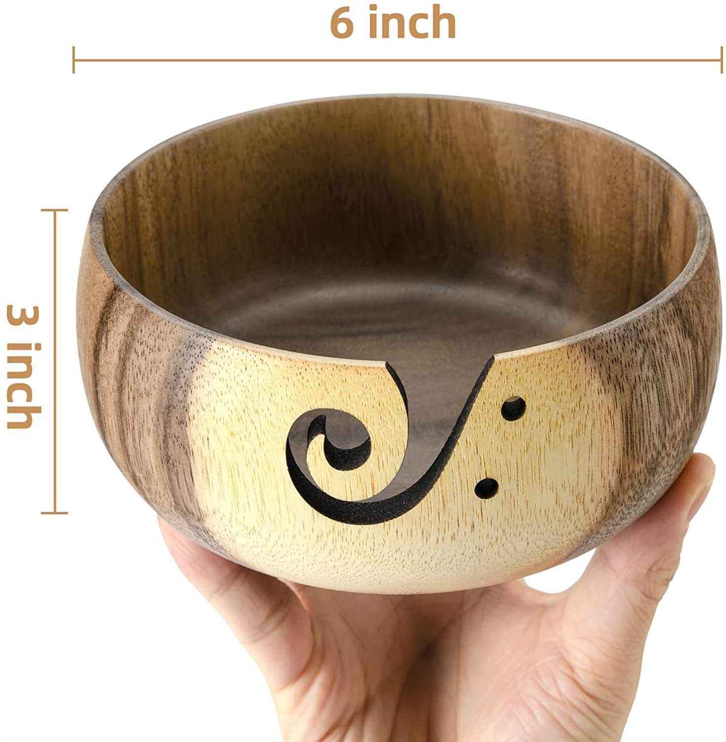 Newly Wooden Yarn Bowl Knitting Storage Bowl Best Gift for Grandmother & Housewife 2 Shaded Weaving Loom Kit for Wool