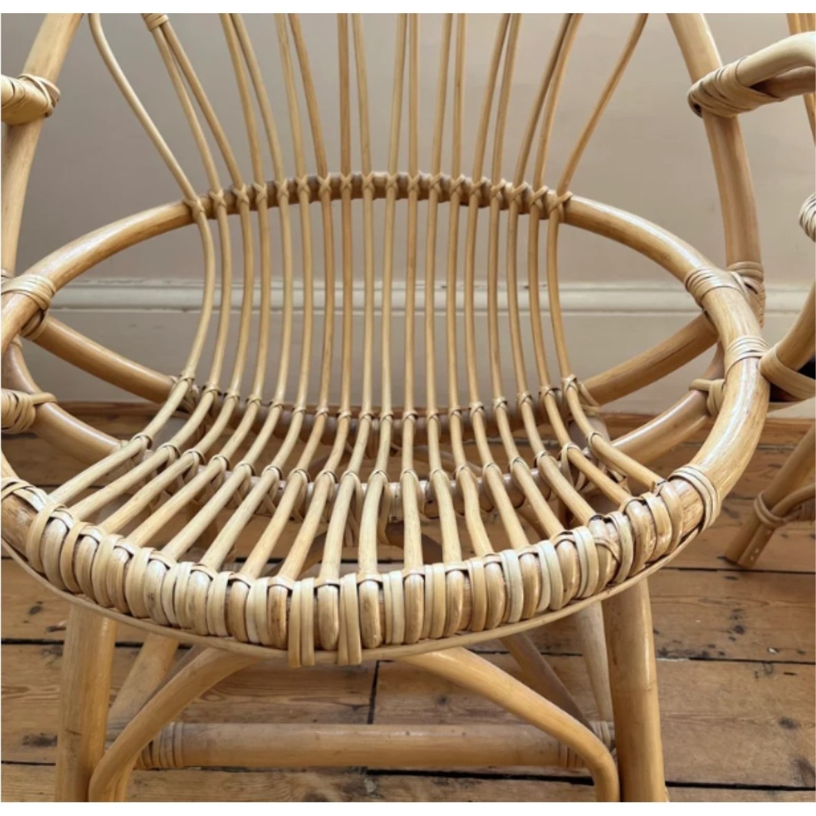 New Arrival Vintage Bamboo chair with arms Handcrafted Rattan Armchair With High Back For Garden office Living Room