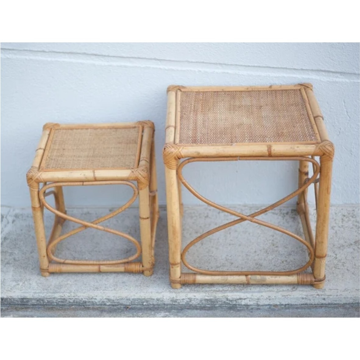 Two Size Living Room Furniture Round Coffee Side Table Fancy Hot Sell Bamboo New Design Luxury Natural Finished Simple Stool