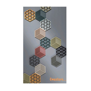 Multi Color MDF Wall Art Luxury Wall Art Powder Coated Laser Cutting Boards in Hexagon Shape Premium Quality Stickers